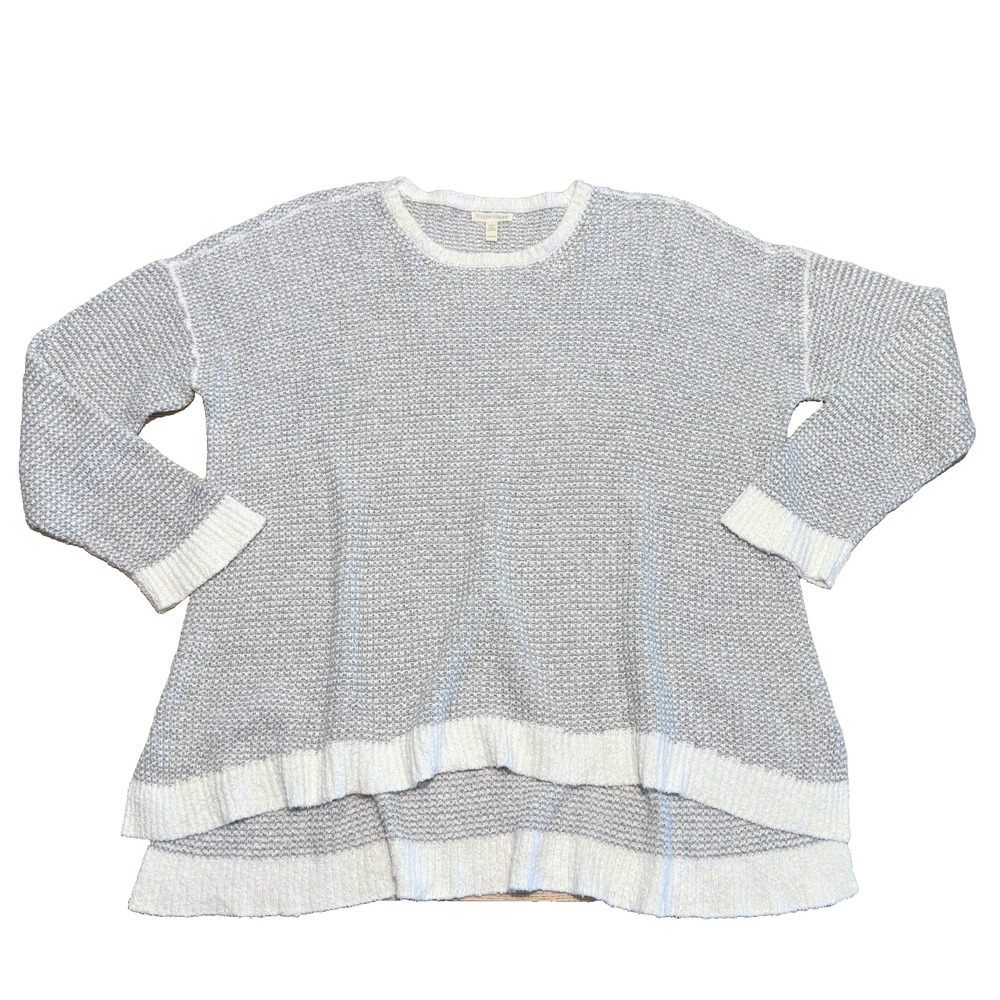 Eileen Fisher Organic Cotton Sweater Womens XL Grey Cozy Comfy Soft Made in Peru